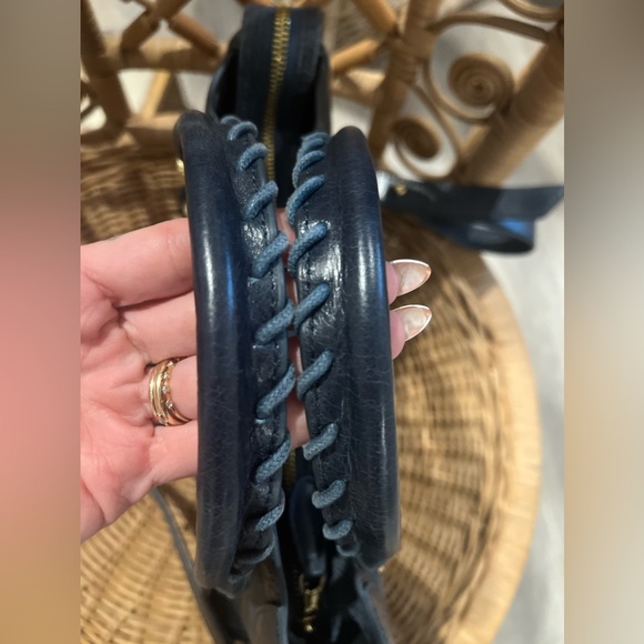 BALENCIAGA NAVY LEATHER CLASSIC CITY BAG GOLD HARDWARE - Picture 6 of 13